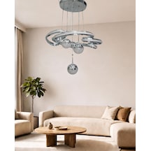 Eylül 5li Büyük Modern Ledli Avize Çizgili 3 Renk Power Ledli Krom Kaplama Kumandalı Yatak Odası Salon Mutfak