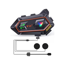 Y20 2x 1000m Telsiz Mesafeli Özellikli 2 Kişi Bağlantılı Bluetooth Kask Kulaklık Ekranlı Fenerli Mü