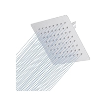 25x25 Cm Kare Paslanmaz Çelik Tepe Duş Başlığı - Kireç Önleyici Silikon Nozullu, Ultra İnce Tasarım, Geniş Yağmur Akışlı Banyo Duş Başlığı, Krom Belirtilmemiş
