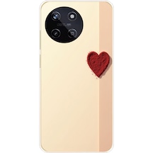 Realme 11 4g Uyumlu Krem Zeminli Kırmızı Kalp Baskılı Silikon Kılıf Renkli