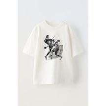 Thewert Unisex Reebok Combak Tasarım Baskılı Pamuk Beyaz Oversize T-shirt