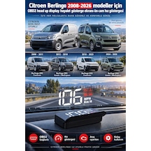 Citroen Berlingo 2008-2026 Modeller İçin Obd2 Head Up Display Hayalet Gösterge Ekranı Ön Cam Hız Göstergesi