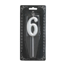 Rakam Mum 6 Numara Gümüş Çok Renkli