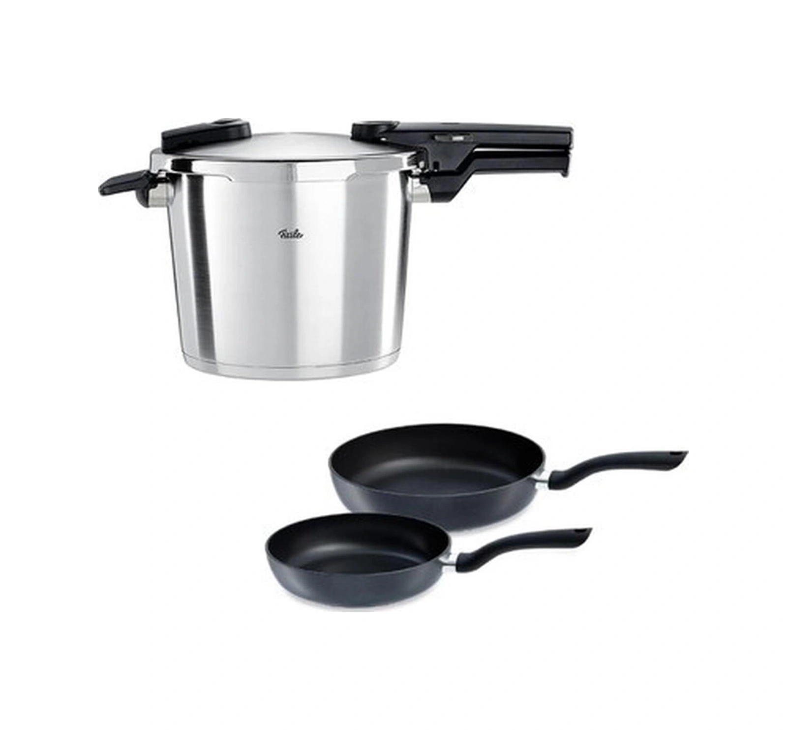 Fissler Vitaquick Premium 6 Litre Düdüklü Tencere + Tava Set Bakır - Siyah