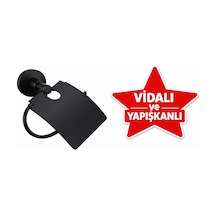Yapışkanlı Ve Vidalı Siyah Kapaklı Wc Kağıtlık