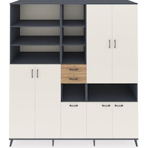 Kronos Dolap 17 Raflı 2 Çekmeceli 7 Kapaklı 220x59x243 Antrasit-aytaşı/çam Aytası/atlas Çam