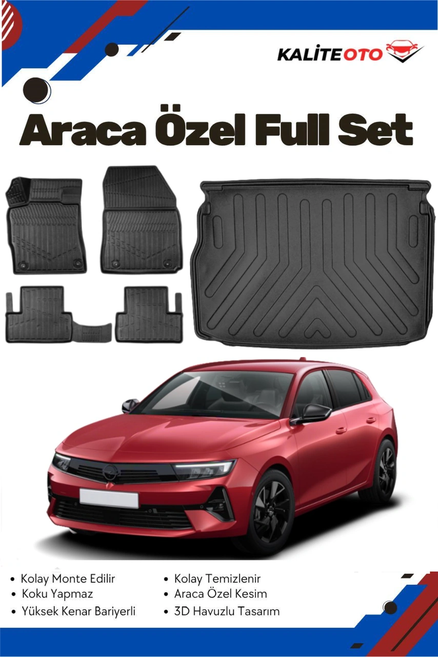 Opel Astra L 2024 Model Yumuşak Paspas+üst Bagaj Havuzu Seti