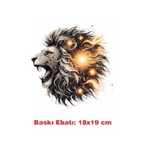 Aslan Burcu Temalı Ütü İle Yapışan Tekstil Kumaş Tişört Dtf Baskı 3563