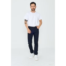 Lacivert Dynamic Fit Mikro Desenli Yazlık Kot Pantolon Laci
