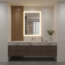 50x70 Cm Lumasquare Led Dokunmatik Banyo Aynası - Günışığı 3000k Sarı