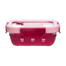 Dikdörtgen Kilitli Cam Saklama Kabı, 640 Ml Pembe Çok Renkli