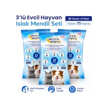 Biopet Active Wash Wipes Kedi Köpek Islak Mendil 3 Lü Set 75 Yaprak