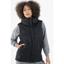 Maraton Sportswear Oversize Kadın Dik Yaka Kolsuz Basic Siyah-siyah Yelek 22955-siyah-siyah Siyah - Siyah