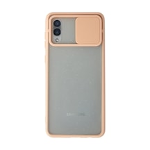 Samsung Uyumlu Galaxy A02 Kılıf Palm Buzlu Kamera Sürgülü Silikon - Pembe 1
