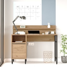 Robin Home Lidya Çalışma Masası Raflı Dolaplı Metal Ayaklı Sepet Beyaz