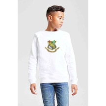 Tshirthane Renkli Baskılı Tshirt Baskılı Unisex Çocuk Beyaz Sweatshirt Beyaz