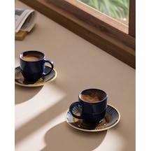 Madame Coco Kleby Nouveau 2 Kişilik 4 Parça Kahve Fincan Seti - İndigo/toprak - 90 Ml 8684427293812 Çok Renkli