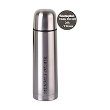 Kişiye Özel 1 Lt Çift Katmanlı Sus 304 Çelik İnox Termos 12 Saat Sıcak Soğuk Tutma Gümüş