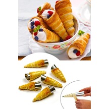 Roseroi Kornet Hamur Kalıbı Metal Inox Set Huni Şeklinde Tatlı Kalıbı 6'li Diğer