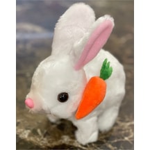 Era Sesli Zıplayan Hareketli Havuçlu Peluş Tavşan 18x17 Cm Beyaz