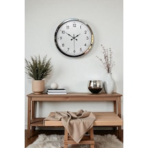 Modern Klasik 40 Cm Krom Metal Duvar Saati Renkli