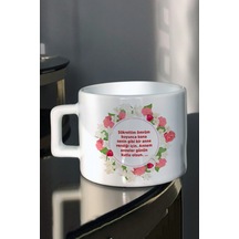 Anneller Gününe Özel Güllü Taç Tasarım Baskılı Çay-Kahve Fincanı