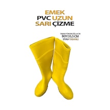 Pvc Uzun Çizme Sarı Tabanı Siyah