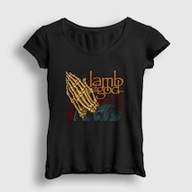 Presmono Kadın Pray Lamb Of God T-shirt Siyah