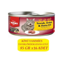Kiwi Kcm-50391 Tavuk-ördek-dana Etli Kedi Konserve 16 Adet X 85gr