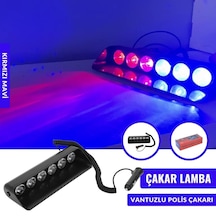 Çarşıhan Araç Içi Vantuzlu Çakar Lamba Kırmızı - Mavi Renk 6 Led