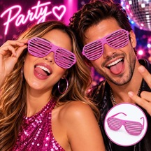 Gümüş Detaylı Pembe Panjur Parti Gözlüğü Diğer