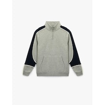 About Blank Uzun Kollu Fermuar Detaylı Kanguru Cepli Dik Yaka Sweatshirt Acı Kahverengi