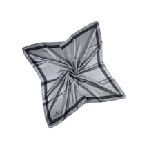 Mim Eşarp Mısırlı Eşarpları Bantlı Jan Jan Eşarp 100x100 Cm Gümüş - Füme