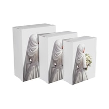 Gelin Bohçası - Gelin Kutusu - Çeyiz Kutusu- Hediye Seti - Tesettürlü Gelin Kutusu 3'lü Set 1 Adet