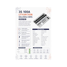 3s 100a Lityum İyon Balanslı Bms Beyaz Pcb
