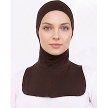 Alivascarf Ninja Bone Boyunluklu Likralı Sporcu Bonesi Kadın Pratik Tesettür Hijab Başörtü Kahverengi