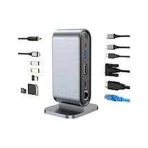 Usb C To Hdtv + Vga + 7 Ports Hub + Sd/tf Readcarder Sb C Hub Dizüstü Bilgisayar Bağlantı İstasyonu, Vga İle 12'si 1 Arada Dock, Hdmı 4k, 100mbps Ethernet, 3 X Usb-a 3.0 Ve 100w Usb- Zr773