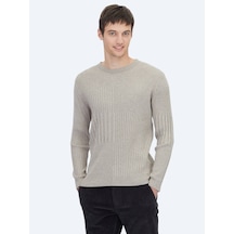 Vizon Bisiklet Yaka Jakarlı Triko Kazak Vizon Vizon Bisiklet Yaka Jakarlı Triko Kazak Vizon