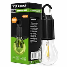 Usb Şarjlı Seyyar Ampul Model Rustik Kamp Lambası Mandallı Kanca Askılık 3-kademe Işık Ekl-06 G-912 Açık Ahşap