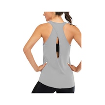 Ghassy Co. Kadın Cross Running Çapraz Sırtı Açık Antrenman Yoga Spor Atlet Tank Tops 1782 001 Açık Gri