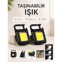 Taşınabilir Işık 3 Işık Modlu Usb Şarj Özeeliğine Sahip siyah