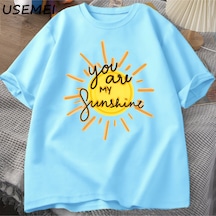 Flood Of Style Sen Benim Güneş T-shirt Pamuk Adam Kısa Kollu T-shirt Komik Baskılı Tees Erkekler Kadınlar St Mavi