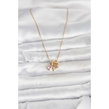 Mey İthalat 316l Çelik Gold Pembe Zirkon Taşlı Charmlı Kadın Kolye - Özel Seri Meyeb69cd01d6e41fb084b80ae388 altın