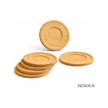 6 Adet Oyuklu Model Yuvarlak Bambu Altlık, Fincan Tabağı, Bardak Altlığı 10 Cm Diğer