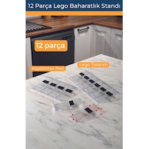 Mienda Home 12 Parça Şeffaf-lego Baharatlık Standı Çok Amaçlı Düzenleyici Makyaj Organizer Şeffaf