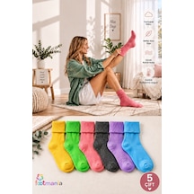 Footmania 5 Çift Kadın Fitilli Kıvrık Bambu Soket Çorap Seti Extra Rahat Çok Renkli