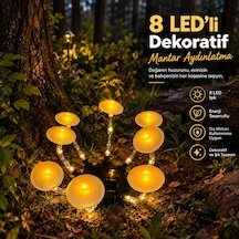 Güneş Enerjili Dekoratif Mantar Bahçe, Yol Aydınlatması & 8 Led Solar Aydınlatma Gün Işığı