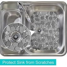 Pazly Kahverengi 40x30cm Kaymaz Lavabo Koruyucu Mat, Su Geçirmez Ve Çizilmeye Dayanıklı Kahverengi