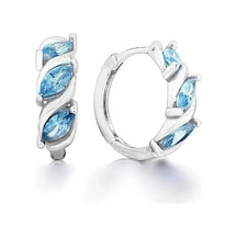 Brezza Lusso Jewelry Aquamarin Marquise Diamond Night Halka Kadın Gümüş Küpe 17 Mm