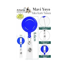 Mavi Yaka Yoyosu 10 Adet Yoyo Kartlık Kimlik Personel Kartı Yoyo Yaka Cep Kemer Geri Çekilebilir Rozet Tutma Makara